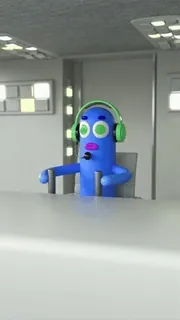 💃 8c62e759 Мультфильм, Анимация, Персонаж, Гарнитура, Контроллер, Синий telegram sticker