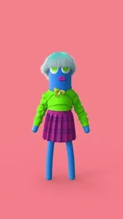 💃 bb948af8 кукла, игрушка, мультфильм, фигурка, синий, розовый telegram sticker