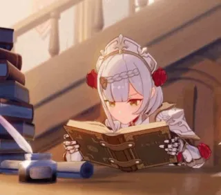 🧐 36fe7d8e Noelle Genshin Impact anime, maid, reading, books, genshin impact telegram sticker