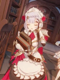 😣 777630ca Noelle Genshin Impact anime, video game, maid, tired, books telegram sticker
