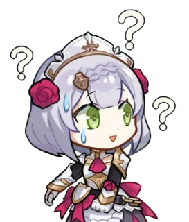 🤔 bfbba3f5 Noelle Genshin Impact anime, question, confused, chibi, game telegram sticker