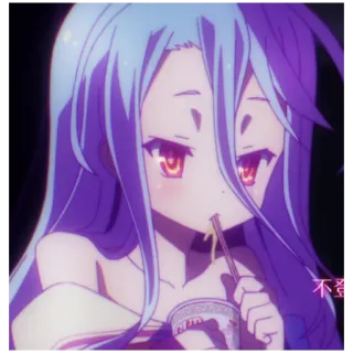 ✝ 5452e9eb Shiro No Game No Life 不登录 Аниме, Широ, No Game No Life, Лапша, Кавай, Мило, Фиолетовые волосы telegram sticker