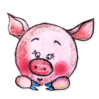 ☺ f9393134 maiale, animale, cartone animato, carino, rosa, disegno, illustrazione telegram sticker