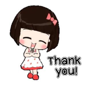 🙏 3c20084f Thank you! obrigado, gratidão, fofo, menina, kawaii, desenho animado telegram sticker