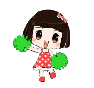 👯 bebdafb6 Líder de torcida, menina, desenho animado, fofa, pompons, criança telegram sticker