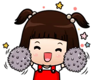 👯 db44f1a5 menina, líder de torcida, fofa, desenho animado, pompons, estrelas telegram sticker