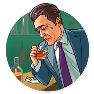 😓 0cb586e8 ผู้ชาย, ดื่ม, ร้องไห้, แอลกอฮอล์, บุหรี่, เศร้า, วิสกี้ telegram sticker