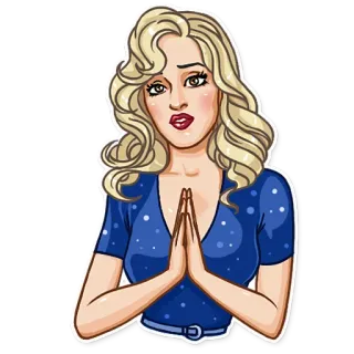 🙏 6d1b7a6b ผู้หญิง, ผมบลอนด์, สีหน้า, มือ, การ์ตูน telegram sticker