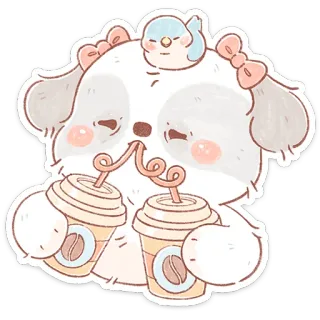 ☕ 32c238e7 犬, 鳥, コーヒー, かわいい, 可愛い, 動物, 飲み物 telegram sticker