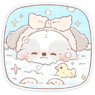 ☺️ 405a6715 犬, お風呂, 子犬, かわいい, 漫画, 泡, アヒル, イラスト telegram sticker