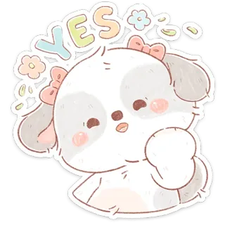 😌 462c6fde YES はい, 肯定, 犬, かわいい, ステッカー, ポジティブ telegram sticker