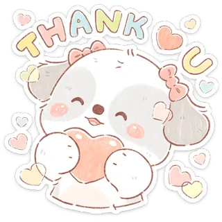 ❤ 51d7d51b THANK YOU ありがとう, 犬, かわいい, ハート, ステッカー, 漫画, パステル, 挨拶 telegram sticker