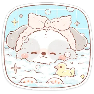 🐶 26b97bb3 chiot, mignon, bain, bulles, chien, dessin animé, animal telegram sticker