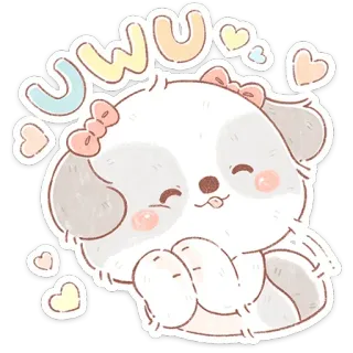 🐶 4ddd1f54 UWU chien, mignon, uwu, kawaii, animal, animal de compagnie, coeurs, dessin animé telegram sticker