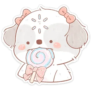 🐶 653ca126 chien, chiot, mignon, sucette, dessin animé, autocollant, nœud, animal telegram sticker