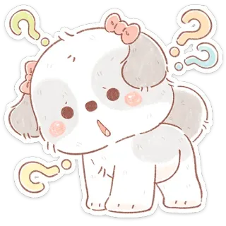 🐶 72c29f6f chien, chiot, mignon, point d'interrogation, animal, dessin animé telegram sticker