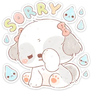 🐶 f707fb46 SORRY excuse, mignon, chien, larmes, kawaii, regret telegram sticker