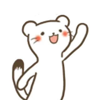 🖐 52a13b75 animale, carino, cartone animato, saluto, che saluta, bianco, orso, illustrazione whatsapp sticker