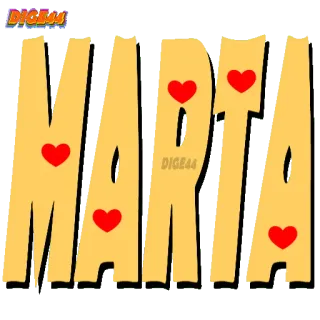 😳 392e3df4 MARTA Имя, Марта, Сердечки, Стикер, Желтый whatsapp sticker