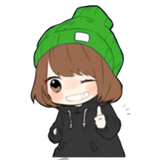 👍 3951032c Anime Mädchen, Cartoon, Stinkefinger, Beleidigung, Zwinkern, Chibi telegram sticker