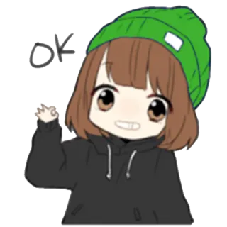 👌 a6489f53 ok ok, Anime, Mädchen, Mütze, Cartoon, süß telegram sticker