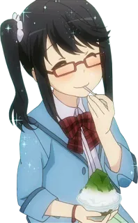 ☺️ 8af0811e Anime, Dessin animé, Fille, Manger, Glace pilée, Kawaii, Mignon telegram sticker
