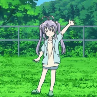 🥰 a763526b anime, menina, criança, acenando, fofa, ao ar livre whatsapp sticker