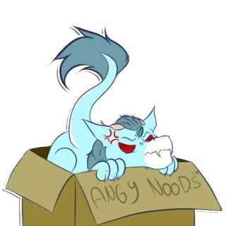📦 336aa614 ANGY NOODS zły, smok, kot, makaron, kreskówka, pudełko, zrzędliwy telegram sticker