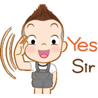 😎 27eed3c4 Yes Sir cartoon, boy, yes sir, agreement, confirmation whatsapp sticker