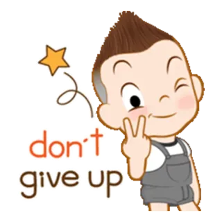 ✌ 876c1644 don't give up cartoon, positive, motivation, encouragement, optimism whatsapp sticker