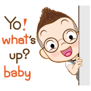🤓 8882d875 Yo! what's up? baby cartoon, greeting, baby, cute, friendly, yo whatsapp sticker