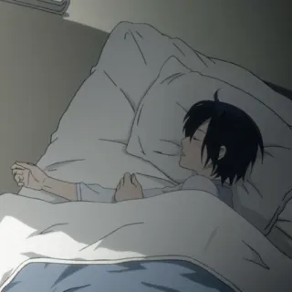 😴 04463e68 спит, аниме, кровать, парень, отдых, ночь telegram sticker