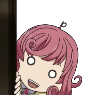 👀 096e3714 Аниме, Мультфильм, Подглядывать, Персонаж, Розовые волосы, Удивлен telegram sticker