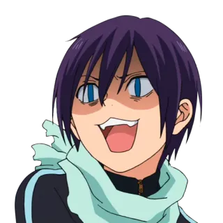 😏 c3eba6c3 Yato Noragami Аниме, Персонаж, Голубые глаза, Манга, Шарф telegram sticker