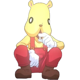 😎 361c5b6c animale, cartone animato, giallo, rosso, seduto whatsapp sticker