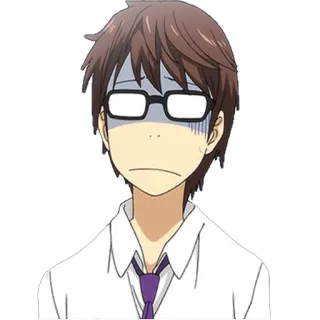 😐 6226cf98 anime, manga, preoccupato, nervoso, occhiali, personaggio whatsapp sticker