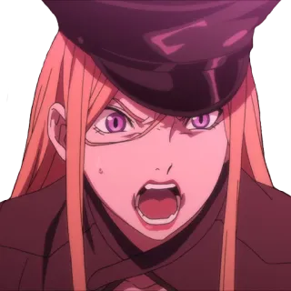 😡 866a9e92 Anime, Donna, Arrabbiata, Urlare, Cappello, Personaggio whatsapp sticker