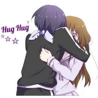 💏 b9d995b6 Hug Hug 포옹, 사랑, 애정, 애니메이션, 귀여운, 커플, 로맨스 telegram sticker