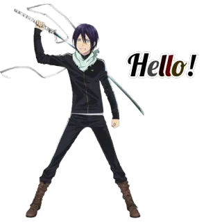 😊 ebcce614 Yato Noragami Hello! 애니메이션, 검, 캐릭터, 만화, 안녕하세요 telegram sticker