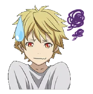 😅 89456cb3 anime, sticker, capelli biondi, imbarazzato, ragazzo anime whatsapp sticker