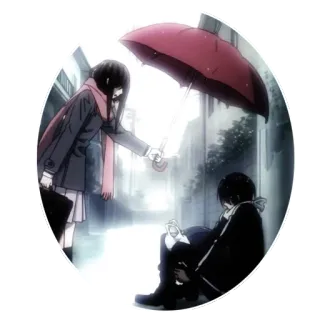 ☔ c1c68c7d Animé, Parapluie, Pluie, Fille, Garçon, Amitié telegram sticker