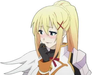 😳 5ec036ac Darkness KonoSuba อนิเมะ, ผมบลอนด์, ผู้หญิง, หน้าแดง, Konosuba, Darkness telegram sticker