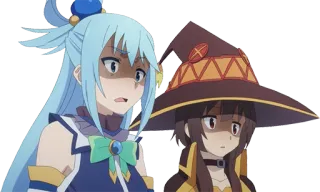 😐 6fd501ec Aqua Konosuba อนิเมะ, รีแอคชั่น, กังวล, ประหลาดใจ, Konosuba, Aqua, Megumin telegram sticker