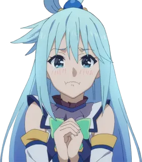 😢 b5c2f52a Aqua KonoSuba อนิเมะ, อควา, Konosuba, ร้องไห้, น่ารัก, ตัวละคร telegram sticker