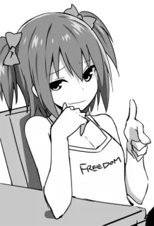 😏 425eca13 FREEDOM anime, ragazza, libertà, carina, pollice in su telegram sticker