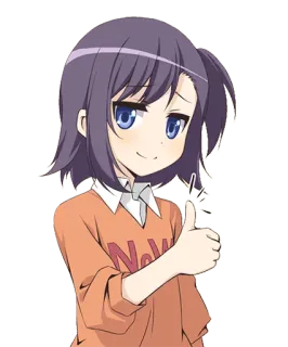 👍 b012c2ae NoW Anime, Ragazza, Carina, Pollice in su, Cartone animato telegram sticker