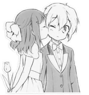 ❤ 23540472 Anime, Chibi, Coppia, Bacio, Romance, Amore, Cartone animato whatsapp sticker