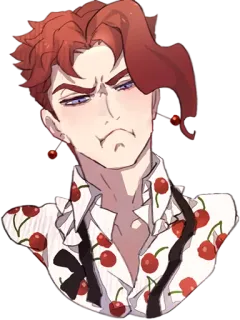 ☹️ 2b37b3cc Noriaki Kakyoin JoJo's Bizarre Adventure 动漫, JOJO, 花京院, 樱桃, 角色, 同人 telegram sticker