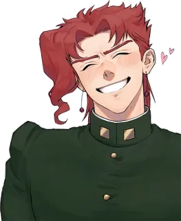 🥰 7d661cb9 Noriaki Kakyoin JoJo's Bizarre Adventure 动漫, 花京院, JOJO的奇妙冒险, 角色, 粉丝创作, 微笑 telegram sticker