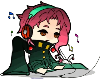 🎧 9bf5f585 动漫, 漫画, Q版, 角色, 耳机, 音乐, 可爱 telegram sticker